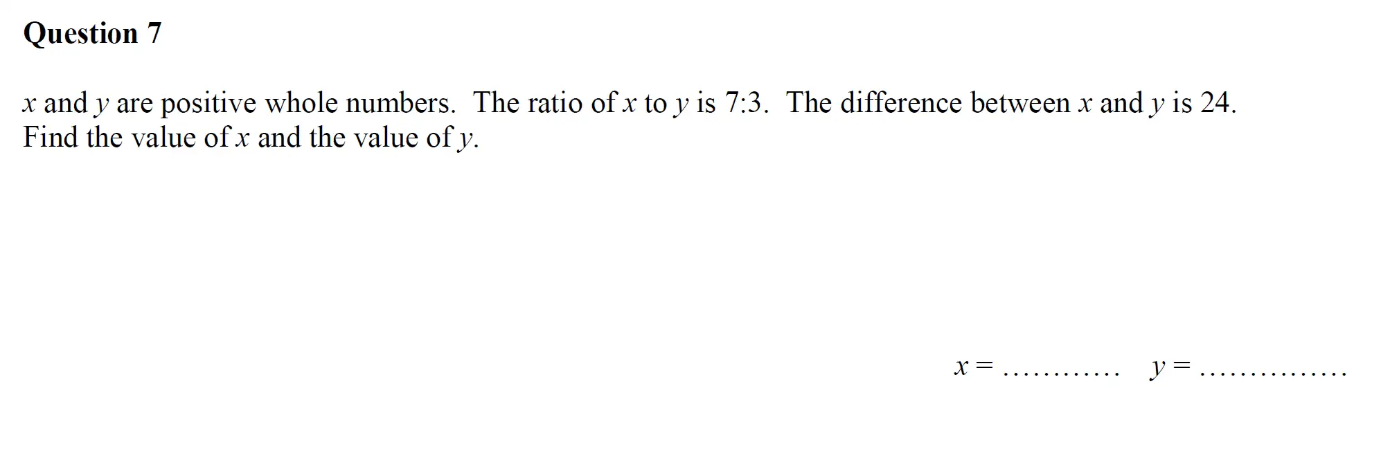 Question 7 - Oundle School - 11 Plus Maths Junior Entrance Exam - 2017