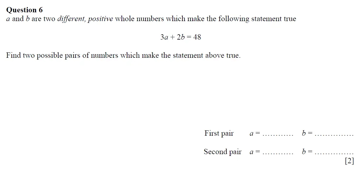Question 6 - Oundle School - 11 Plus Maths Junior Entrance Exam - 2018