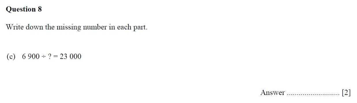 Question 8(c) - Oundle School - 11 Plus Maths Junior Entrance Exam - 2018