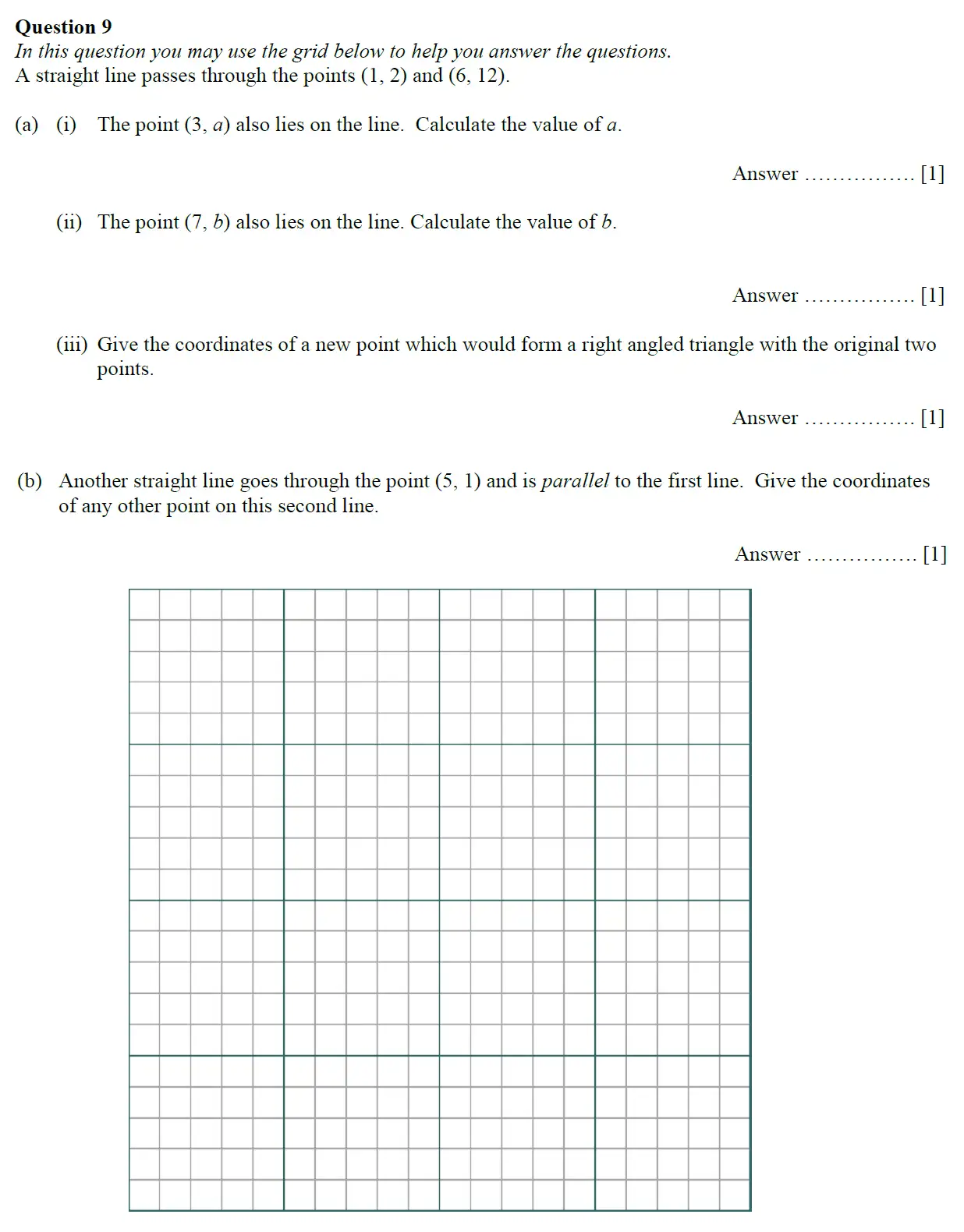 Question 9(9(a)(i),9(a)(ii),9(a)(iii),b) - Oundle School - 11 Plus Maths Junior Entrance Exam - 2018