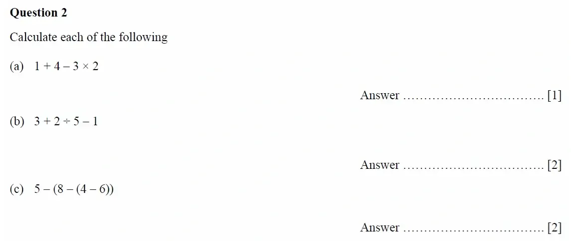 Question 02(a,b,c) - Oundle School - 11 Plus Maths Junior Entrance Exam Second Form Entry - 2021
