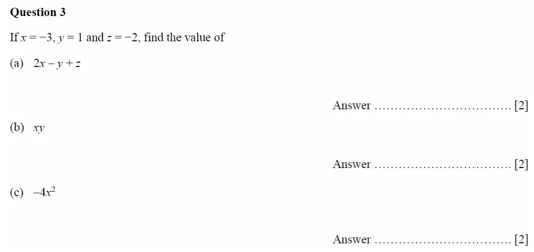 Question 03(a,b,c) - Oundle School - 11 Plus Maths Junior Entrance Exam Second Form Entry - 2021