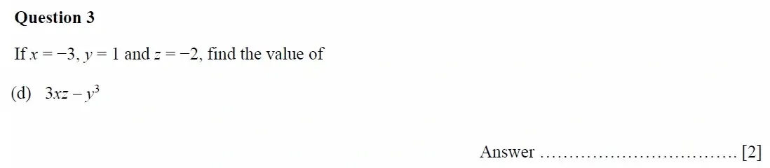 Question 03(d) - Oundle School - 11 Plus Maths Junior Entrance Exam Second Form Entry - 2021
