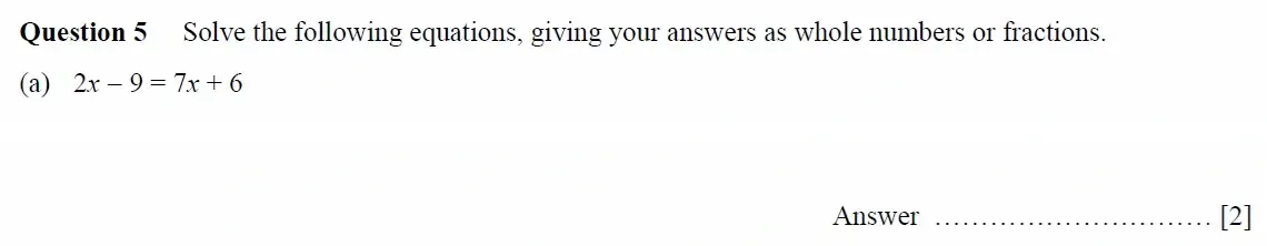 Question 05(a) - Oundle School - 11 Plus Maths Junior Entrance Exam Second Form Entry - 2021