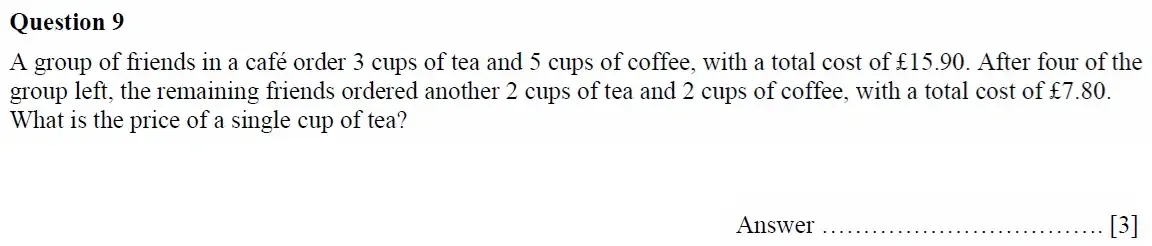 Question 09 - Oundle School - 11 Plus Maths Junior Entrance Exam Second Form Entry - 2021