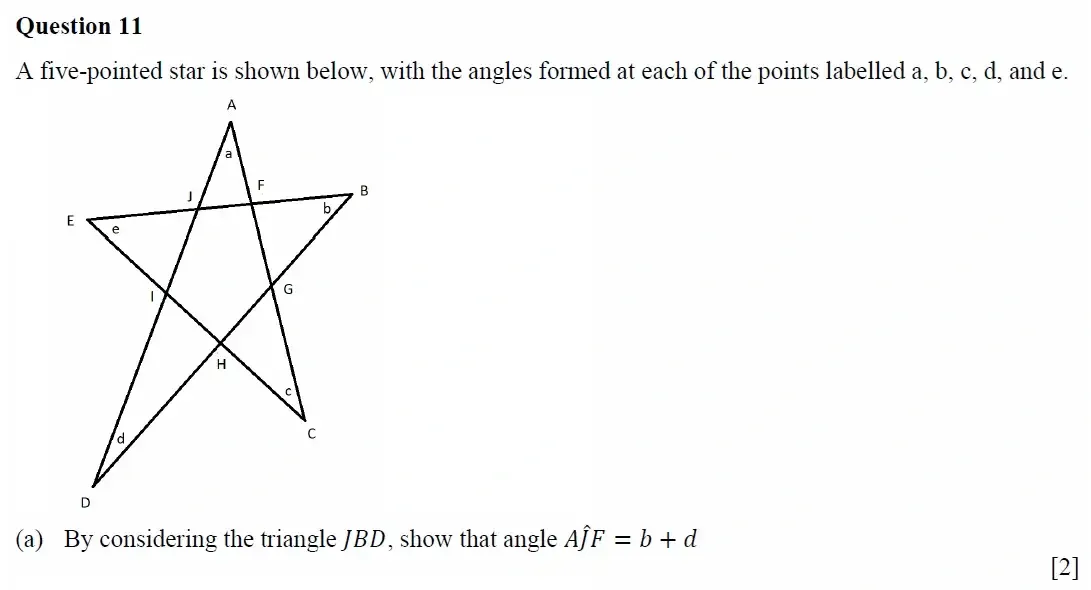 Question 11(a) - Oundle School - 11 Plus Maths Junior Entrance Exam Second Form Entry - 2021