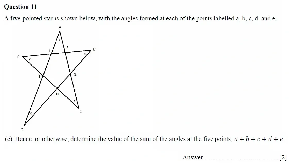 Question 11(c) - Oundle School - 11 Plus Maths Junior Entrance Exam Second Form Entry - 2021
