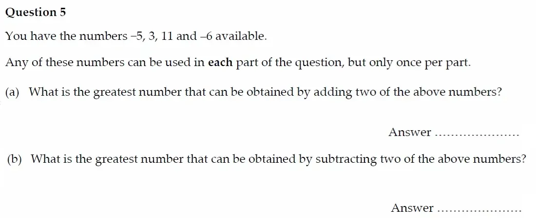 Question 05(a,b) - Oundle School - 11 Plus Maths Junior Entrance Exam - 2022