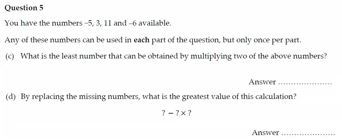 Question 05(c, d) - Oundle School - 11 Plus Maths Junior Entrance Exam - 2022