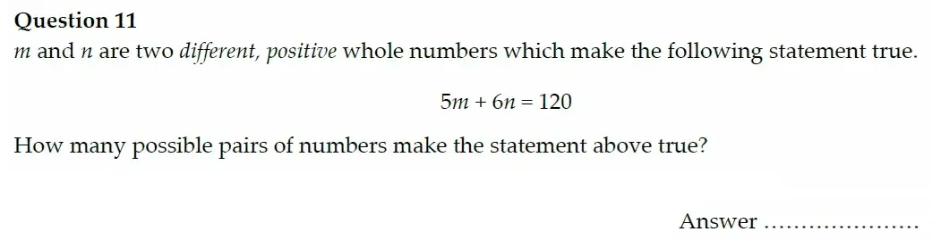 Question 11 - Oundle School - 11 Plus Maths Junior Entrance Exam - 2022