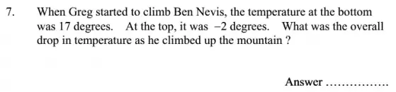Question 7 - Oundle School 11 Plus Maths Sample Paper 2008