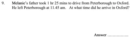 Question 9 - Oundle School 11 Plus Maths Sample Paper 2008