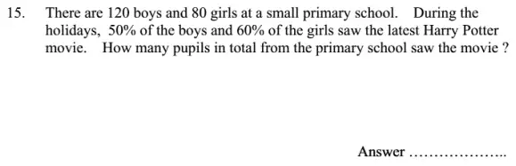 Question 15 - Oundle School 11 Plus Maths Sample Paper 2008