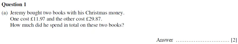Question 1(a) - Oundle School First Form Mathematics 2020