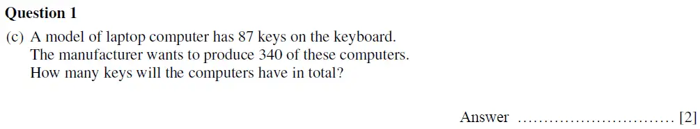 Question 1(c) - Oundle School First Form Mathematics 2020