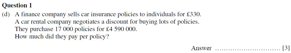 Question 1(d) - Oundle School First Form Mathematics 2020