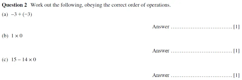 Question 2(a,b,c) - Oundle School First Form Mathematics 2020