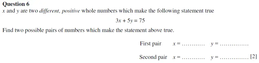 Question 6 - Oundle School First Form Mathematics 2020