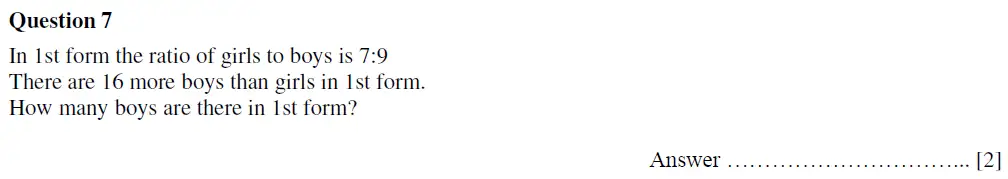 Question 7 - Oundle School First Form Mathematics 2020