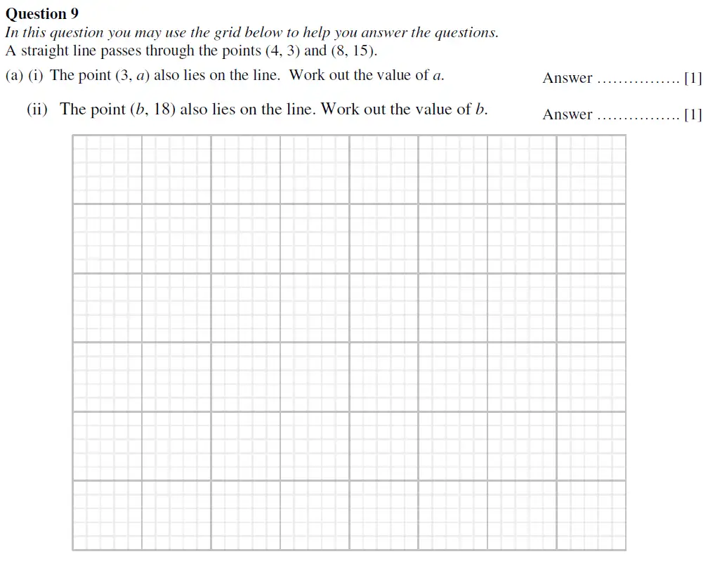 Question 9(9(a)(i),9(a)(ii)) - Oundle School First Form Mathematics 2020