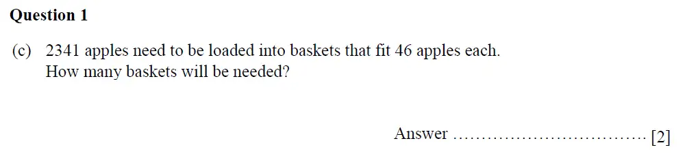 Question 1(c) - Oundle School - 11 Plus Second Form Mathematics - 2019