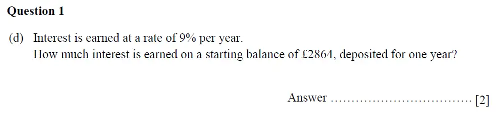Question 1(d) - Oundle School - 11 Plus Second Form Mathematics - 2019