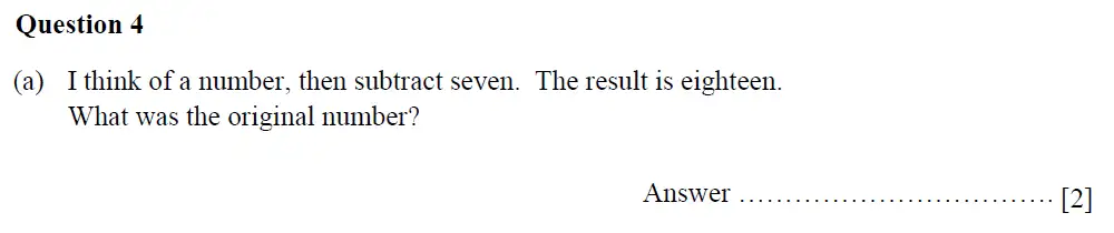 Question 4(a) - Oundle School - 11 Plus Second Form Mathematics - 2019