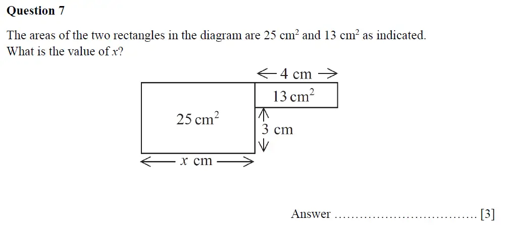 Question 7 - Oundle School - 11 Plus Second Form Mathematics - 2019