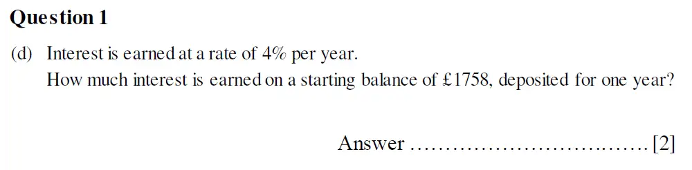Question 1(d) - Oundle School Second Form Mathematics 2020