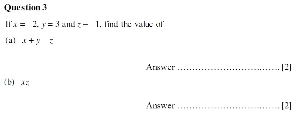 Question 3(a,b) - Oundle School Second Form Mathematics 2020