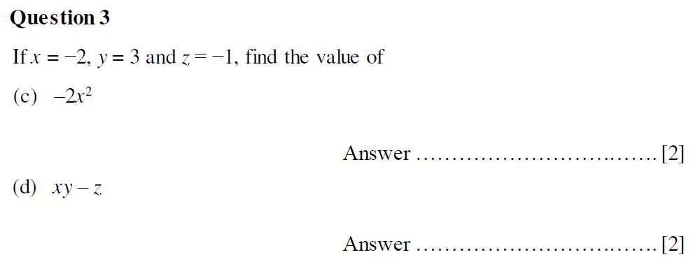 Question 3(c,d) - Oundle School Second Form Mathematics 2020