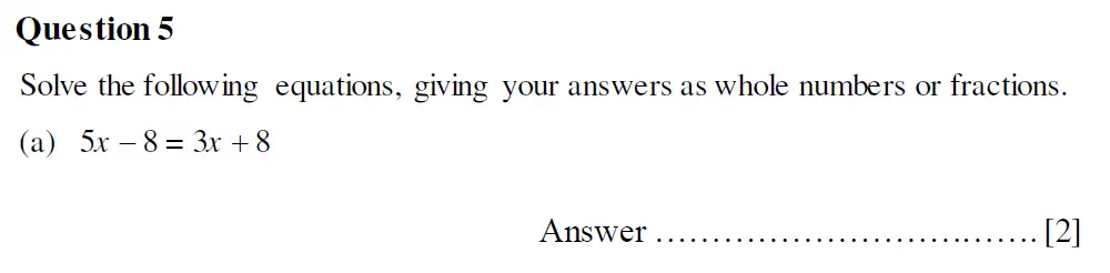 Question 5(a) - Oundle School Second Form Mathematics 2020