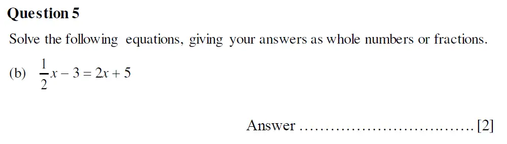 Question 5(b) - Oundle School Second Form Mathematics 2020