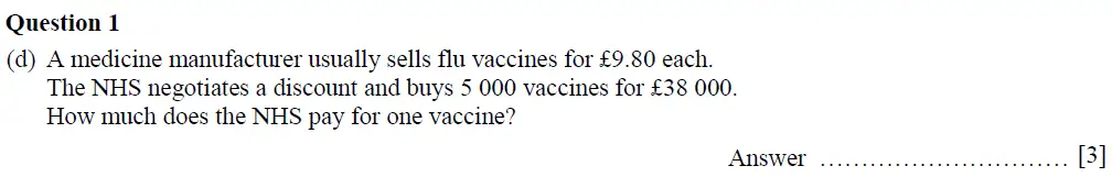 Question 1(d) - Oundle School First Form Mathematics 2019