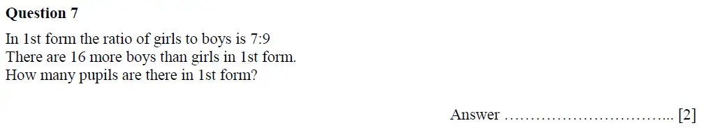Question 7 - Oundle School First Form Mathematics 2019