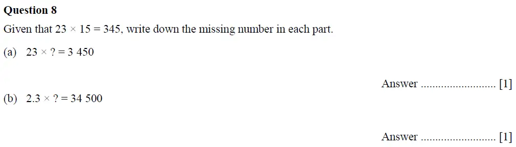 Question 8(a,b) - Oundle School First Form Mathematics 2019
