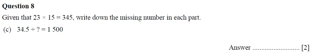 Question 8(c) - Oundle School First Form Mathematics 2019