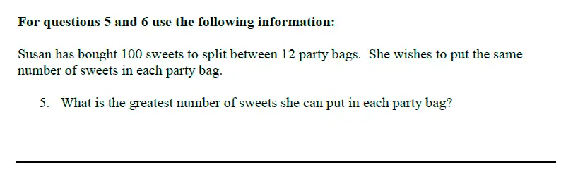 Question 5 - Queens’ School – Maths Familiarisation Paper - 2024