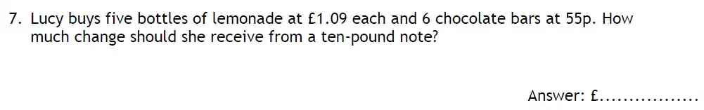 Question 7 - Reading Blue Coat School 11 Plus Maths Sample Paper 2024