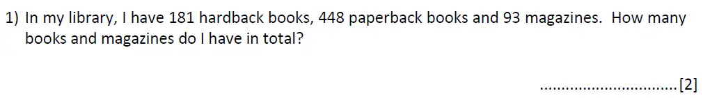 Question 1 - Reigate Grammar 11 Plus Maths Entrance Examination 2024