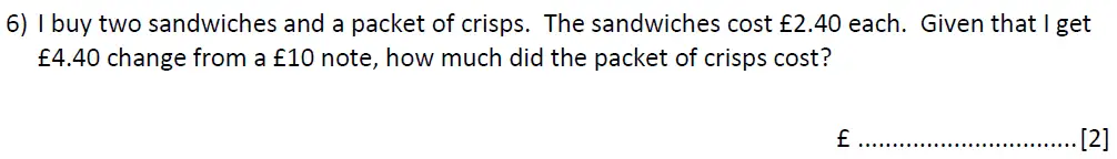 Question 6 - Reigate Grammar 11 Plus Maths Entrance Examination 2024