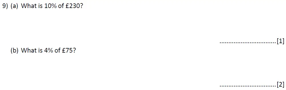 Question 9(a,b) - Reigate Grammar 11 Plus Maths Entrance Examination 2024