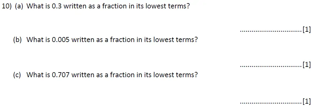Question 10(a,b,c) - Reigate Grammar 11 Plus Maths Entrance Examination 2024