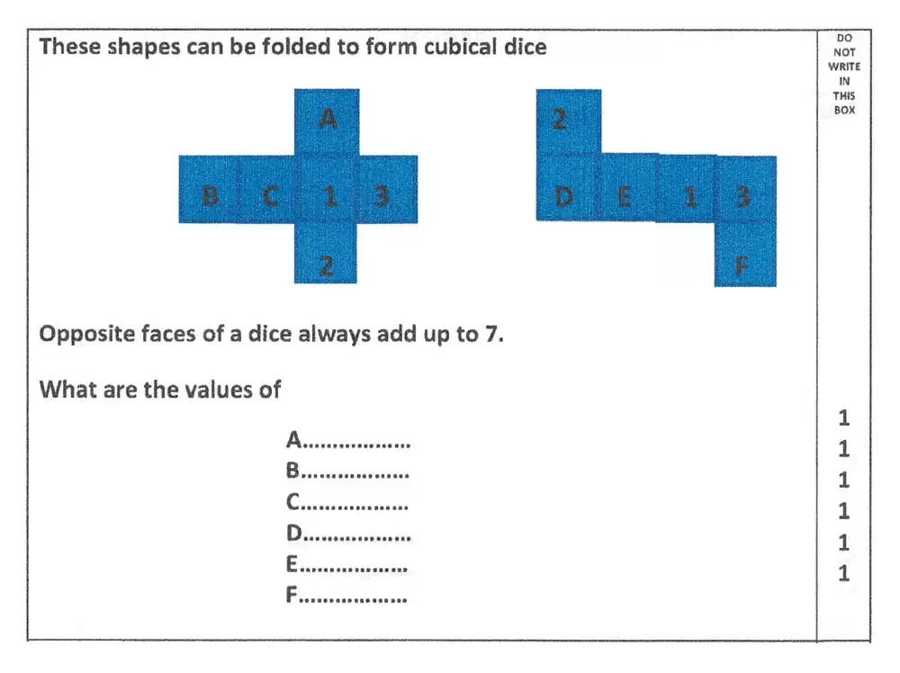 Question 44 - Reigate Grammar School 11 Maths Entrance Examination 2012