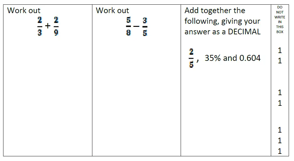 Question 35-37(35,36,37) - Reigate Grammar School - 11+ Maths Entrance Examination - 2013