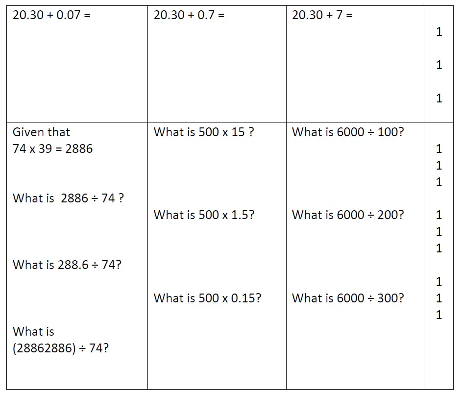 Question 7-20(7,8,9,10,11,12,13,14,15,16,17,18,19,20) - Reigate Grammar School - 11+ Maths Entrance Examination - 2013