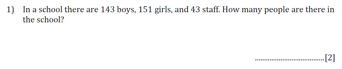 Question 1 - Reigate Grammar School 11 Plus 2017 Entrance Examination
