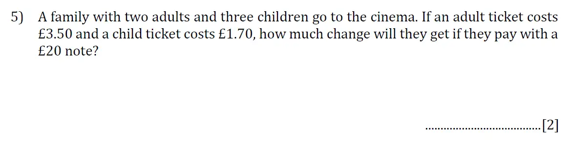 Question 5 - Reigate Grammar School 11 Plus 2017 Entrance Examination
