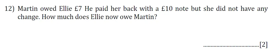 Question 12 - Reigate Grammar School 11 Plus 2017 Entrance Examination