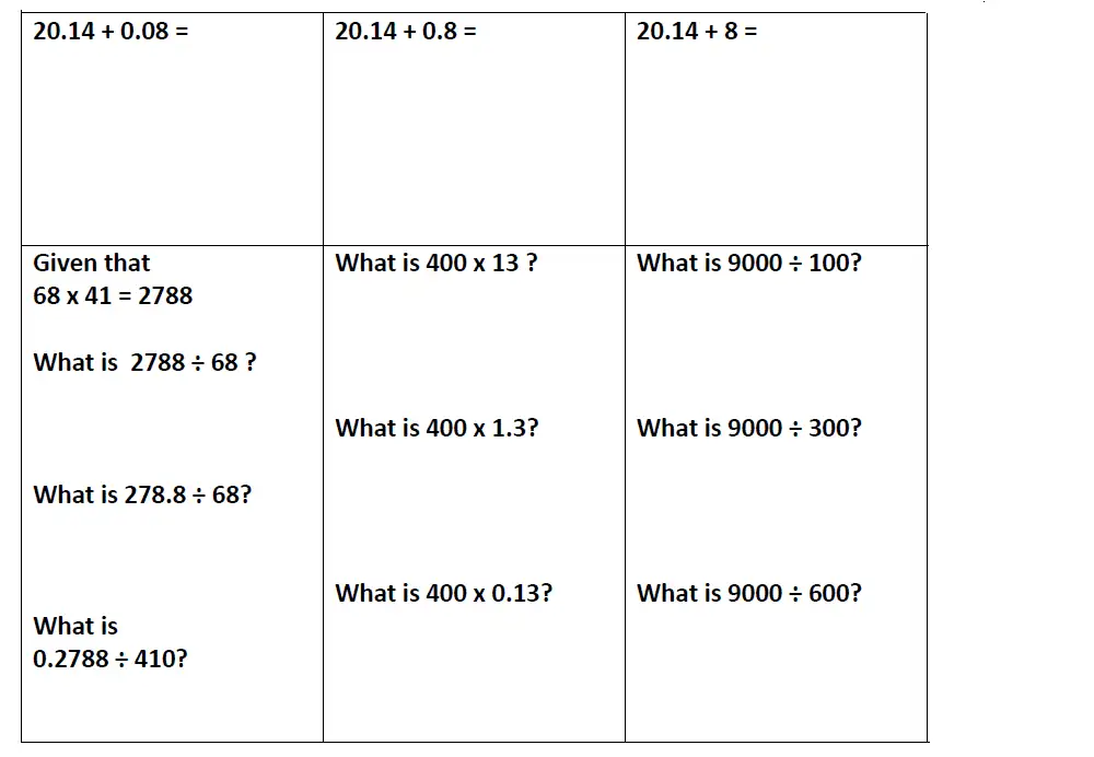Question 7-12(7,8,9,10,11,12) - Reigate Grammar School 11 Plus Maths Entrance Exam Paper 2014